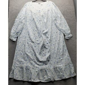 Vintage Delicates Pajama Nightgown Womens 2X Multi Floral Long Sleeve Lace Trim